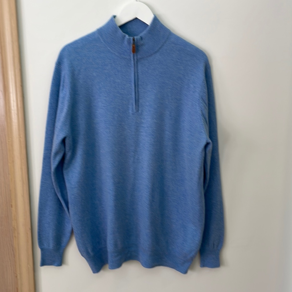 Tom James Men’s Sweater Blue Zip Mock Neck